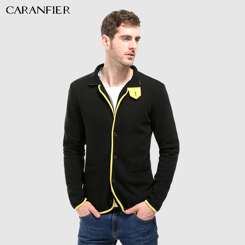 CARANFIER новые куртки мужские модные однотонные с v образным вырезом Качественная