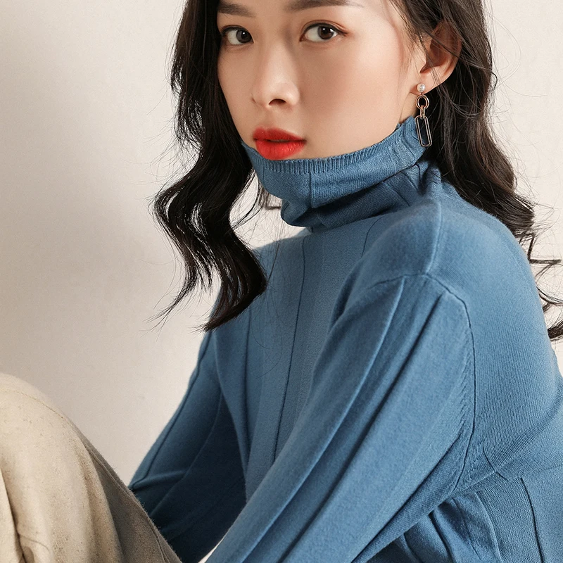 Pile of collar sweater women's solid color bottoming shirt 2018 autumn and winter new pullover turtleneck | Женская одежда