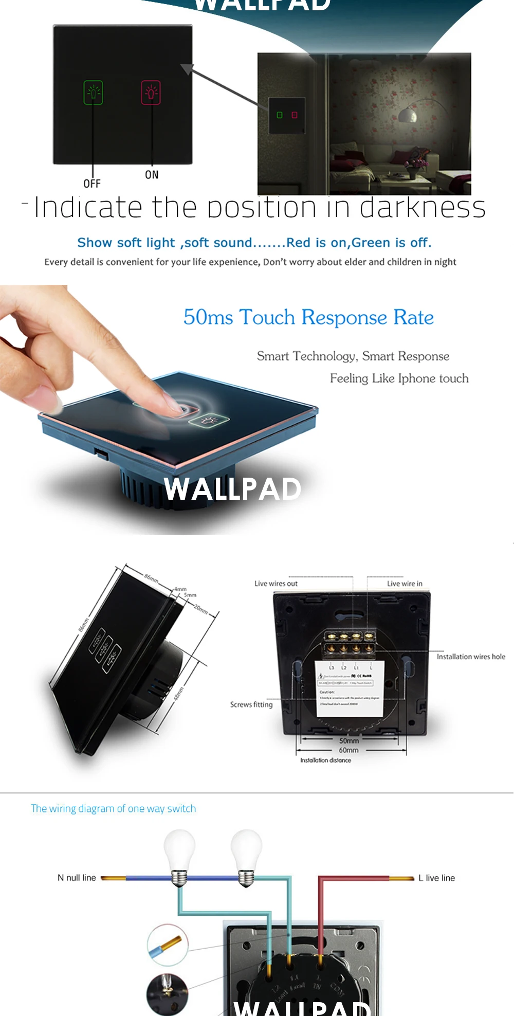 2 банды 2 способ промежуточный переключатель Wallpad Роскошный белый кристалл стекло настенный сенсорный выключатель нормальный 110-250 В европейский стандарт