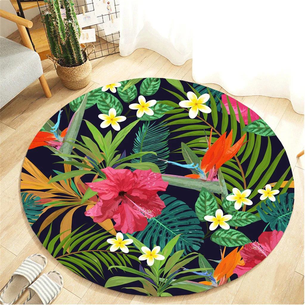 Ковры для спальни тропические растения листья узор Круглый фланелевый ванная