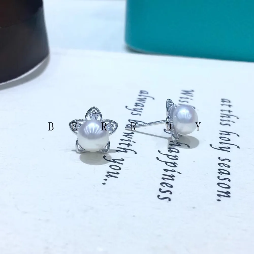 Серьги из стерлингового серебра 925 пробы фурнитура серьги-гвоздики Настройки крепления частей крепления для жемчуга Агат коралловые бусины камни