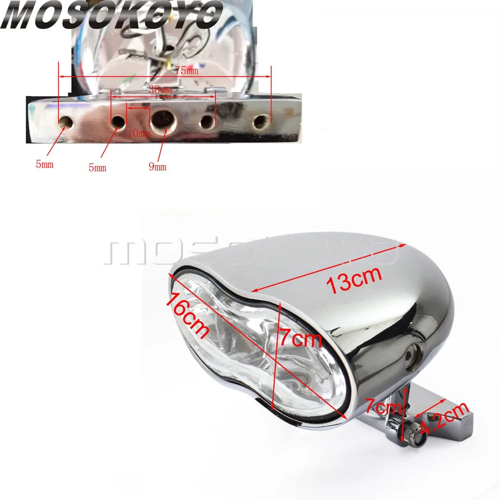 

Vintage Billet Aluminum Wave Oval Twin Headlight H3 Halogen Beam Custom Light for Harley Chopper Cafe Racer Honda CB