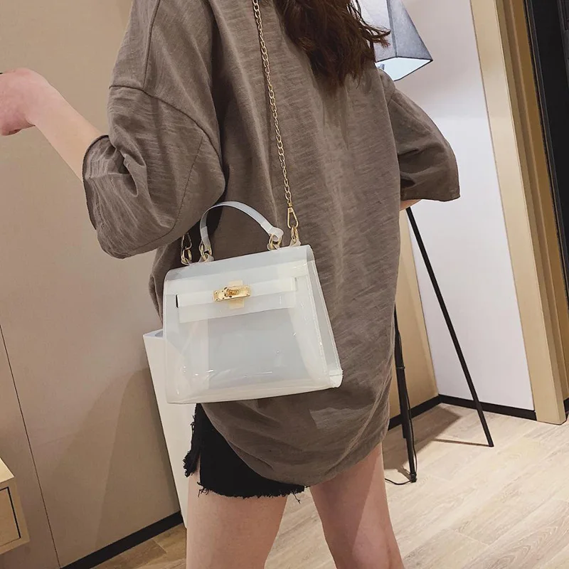 Сумки для women2019 Новый цепи прозрачная сумка женская замок ПВХ открытка сумки из