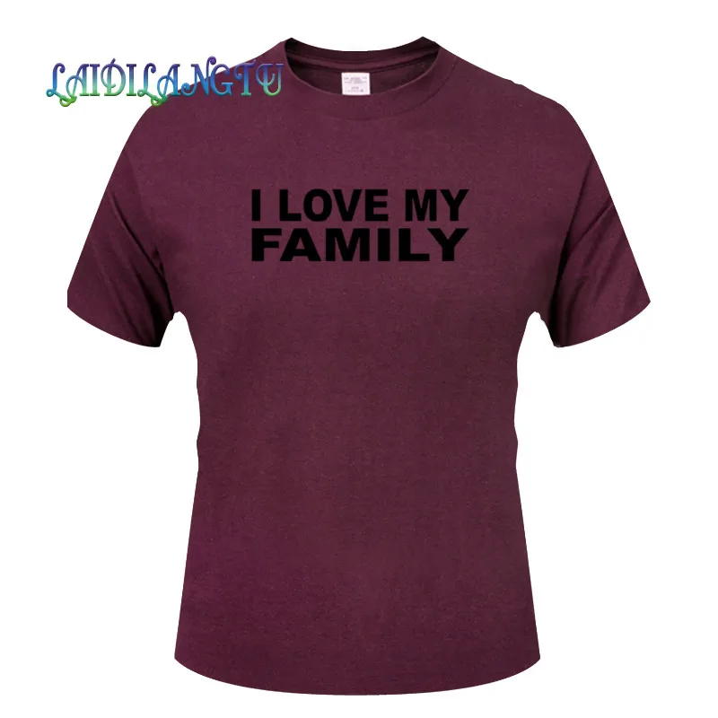 Футболка мужская с принтом I love my family хлопковая Повседневная рубашка коротким