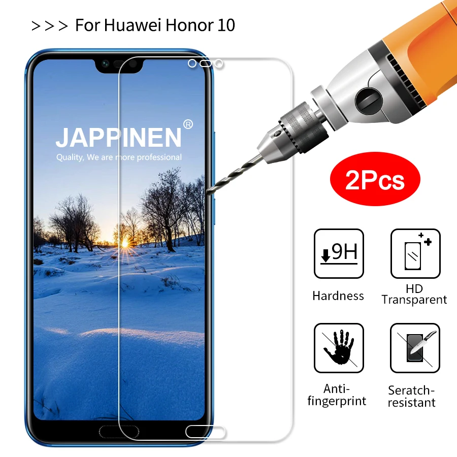 Jappinen 2 шт./лот закаленное стекло для huawei Honor 10 защита экрана 9 H 2.5D Взрывозащищенная