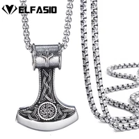 elfasio mens boys viking valknut pirate compass double sided stainless steel chain pendant with necklace jewelry