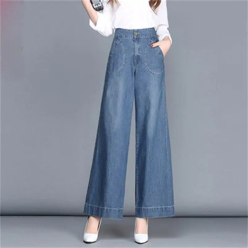 

Fashion spring and summer new wide leg jeans female Korean fat leg pants loose casual straight trousers wild women jeans fall