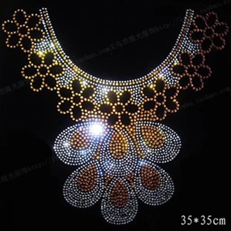 1 шт. Железный на горячей фиксации узор из страз воротник наклейки для аппликаций