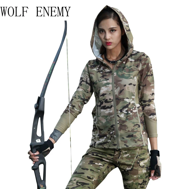 

2021 Multicam Camouflage Women's Hoodies & Sweatshirt 100% Polyster Zip-up Shirt MTP MCBK MCA MC Alphin