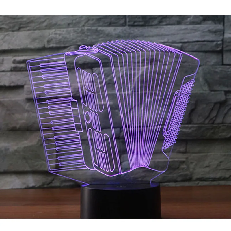 3D светодиодный ночной Светильник аккордеон соковыжималка музыкальная с 7