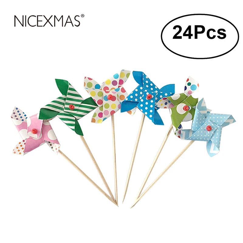 NICEXMAS Новый 24 шт мини мельница кекс выбирает прекрасный торт Toppers Для детского