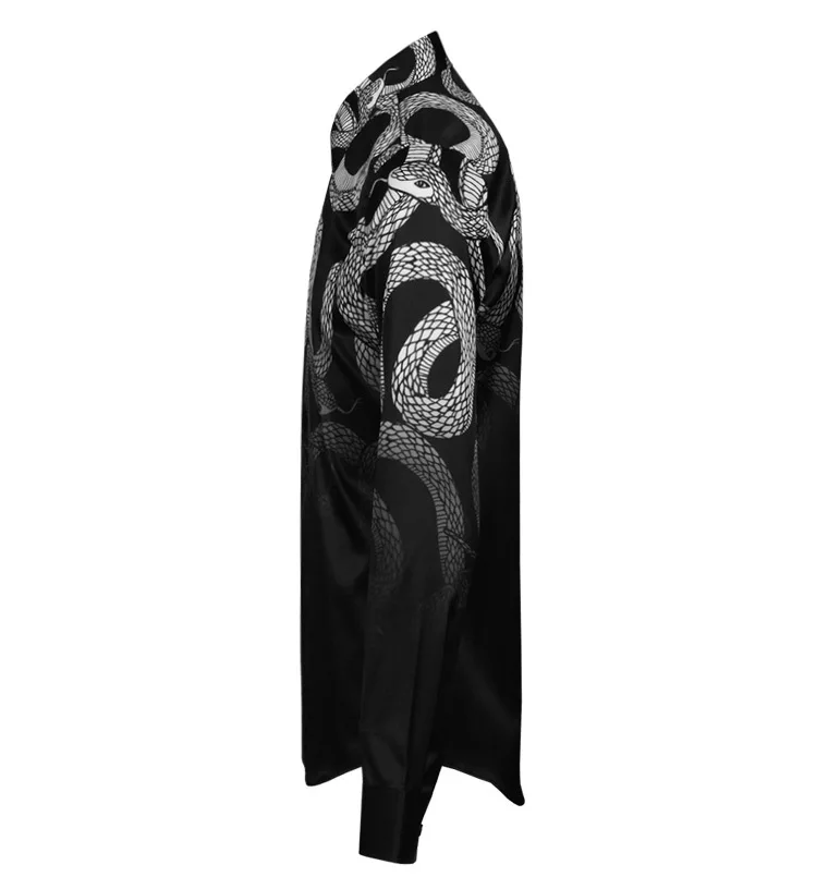 Роскошная мужская рубашка Chemise Homme уникальный мощный дизайн змеи мужские тонкие