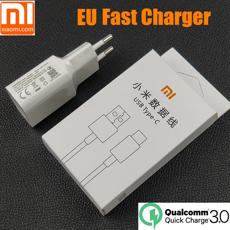 Оригинальное зарядное устройство xiaomi mi max 3 mi 8 qc 3,0 Быстрая зарядка pow адаптер usb type C кабель для mi a1 a2 6 se 6x8 mi 6 mi x 2s 3 - Тип штекера: charger and cable