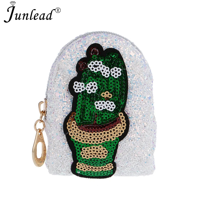 Junlead новинка блестящий кошелек для монет С КАКТУСОМ Женский Зеленый Кошелек с