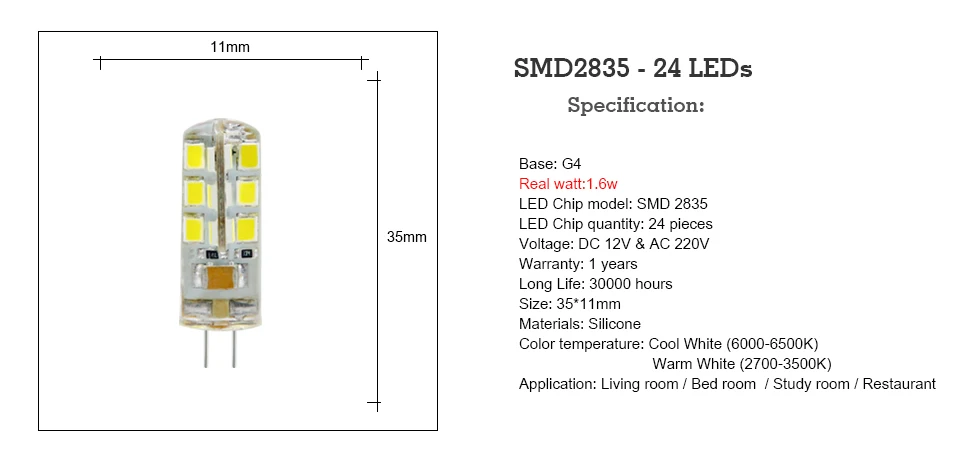 KARWEN 10 шт. светодиодный G4 лампа высокой мощности 3 Вт SMD2835 3014 DC 12 В AC 220 В светильник 360 Угол луча заменить для хрустальной люстры