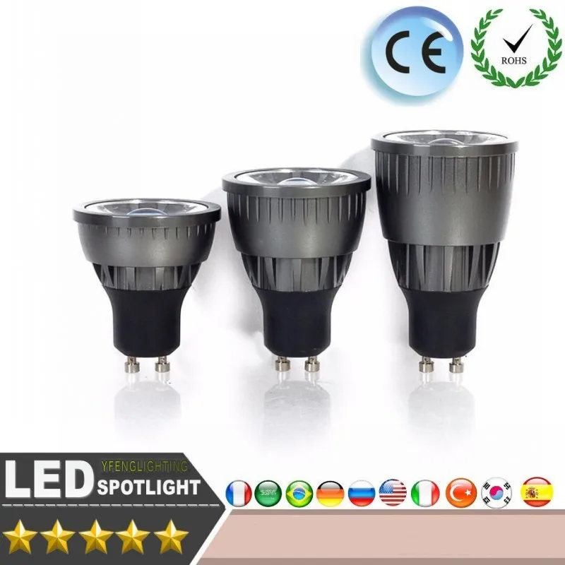GU10 E27 12 Вт 15 20 светодиодное Освещение COB супер яркий Диммируемый AC85 265V