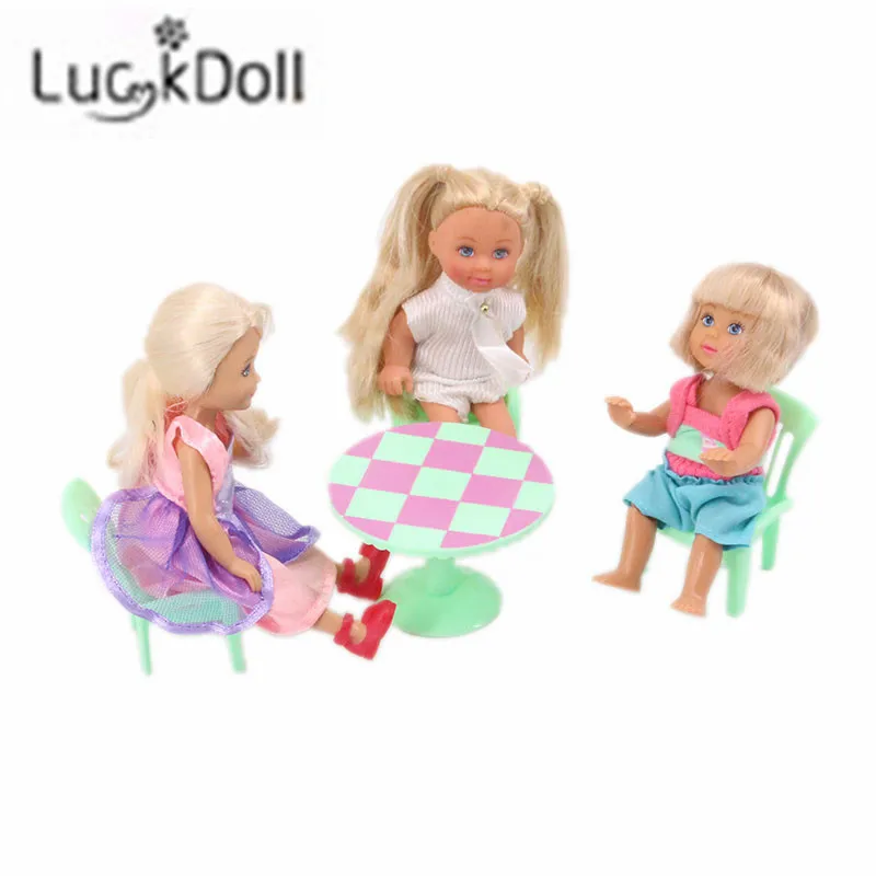 LUCKDOLL 4-х компонентная мебель 3 стула + стол подходит для куклы аксессуары девочек