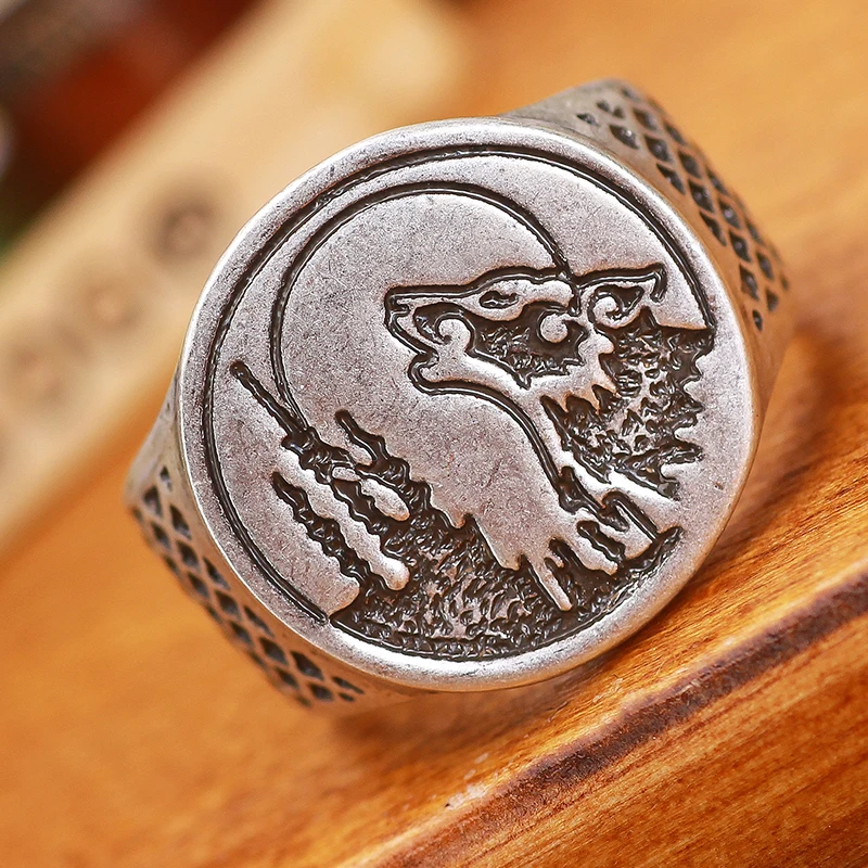 Кольцо с воющим волком мужское кольцо | Украшения и аксессуары