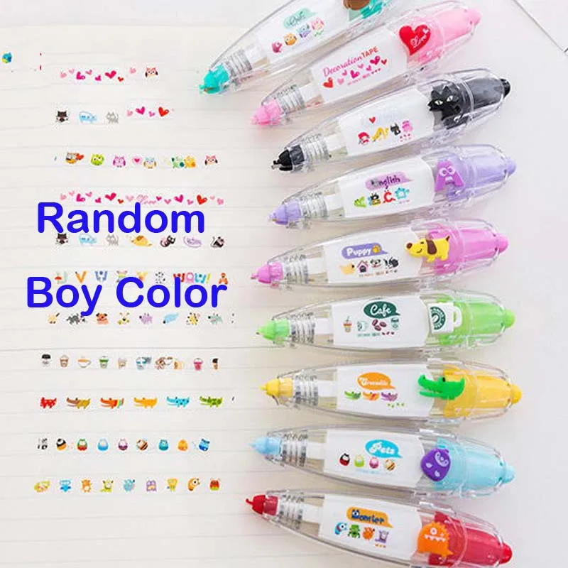 Random Boy Color Самочернильный резиновый штамп на заказ, мини-роликовый штамп, набор для печати, детский подарок, рождественский подарок, школьные стационарные ручные рабочие инструменты - Цвет: Random Boy Color