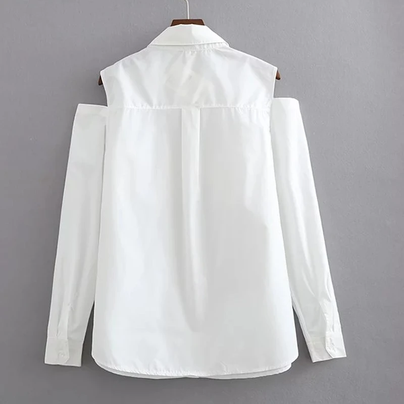 2017 Весенняя модная женская элегантная Свободная рубашка без бретелек с вышивкой