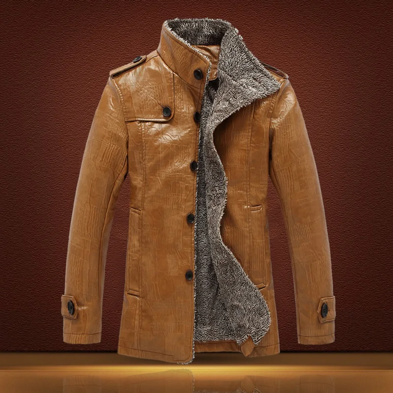 XingDeng PU leather Motorcycle Warm Jackets Men velvet Windbreaker Male top Jacket outdoors clothes Casual Long Coat plus 4XL | Мужская