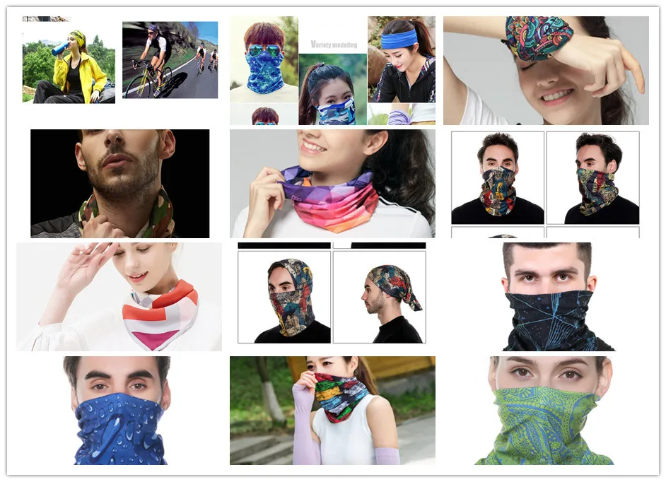 Buffe Fashion2019 Summer Scarf Tubular Sport Breathable Sunscreen Head Scarves Hood Magic Headband bandana women Wristband