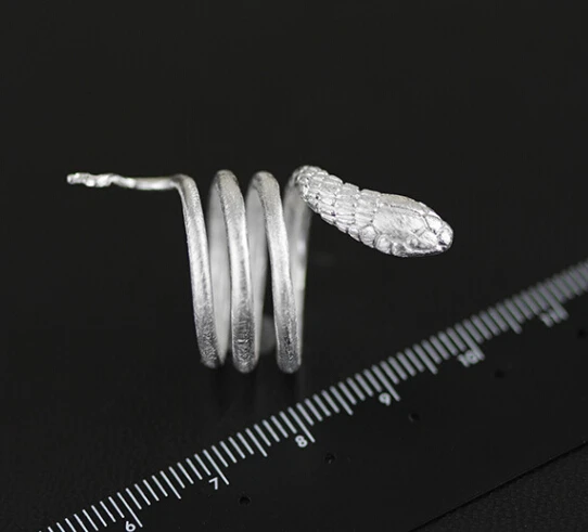 Чистое серебро 925 пробы ювелирные изделия обмотки Змея Регулируемый Открытый