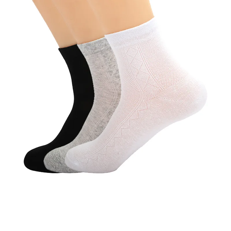 Мужские летние хлопковые носки тонкие сетчатые деловые белого цвета стильные