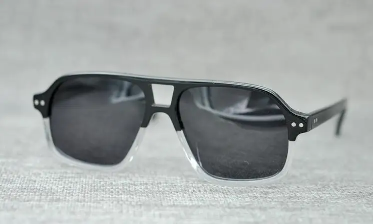 LKK Men's hand made Japanese plate frames retro rectangular sunglasses big face panda men's | Аксессуары для одежды