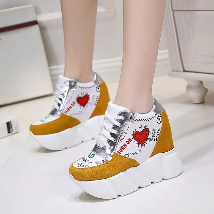 2017 Весна Модный пэчворк Для женщин Повседневное толстая подошва женская обувь на