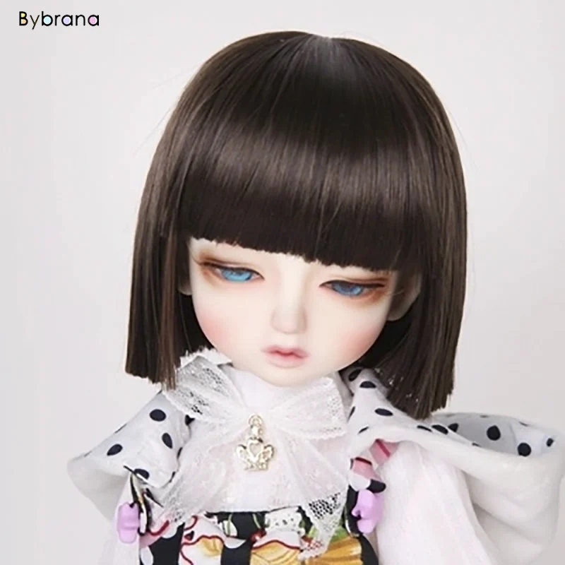 Bybrana BJD парик 1/3 1/4 1/6 короткие прямые челки коричневые волосы высокотемпературное волокно для кукол