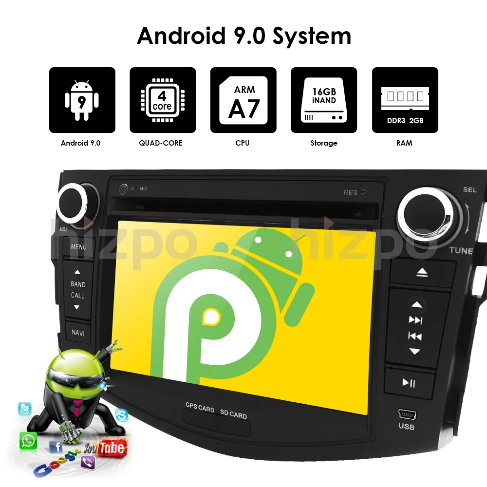 7 &quotAndroid 9 0 Автомобильный GPS радио плеер для Toyota RAV4 RAV 4 2006 2012 четырехъядерный 2 ГБ + 16