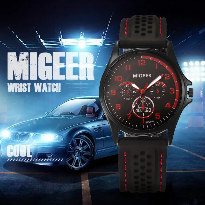 2018 мужские модные силиконовые спортивные кварцевые часы с ремешком наручные