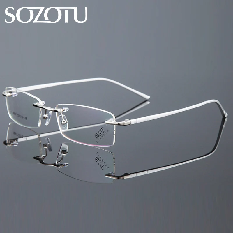 

SOZOTU Eyeglasses Frame Men Korean Computer Optical Myopia Glasses Spectacle Frame For Male Rimless Clear Lens Eyewear YQ591