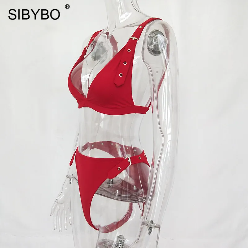 Sibybo, регулируемый ремень, спагетти ремень, сексуальный боди для женщин, v-образный вырез, обтягивающий комплект из двух предметов, женский комбинезон, пляжные женские комбинезоны
