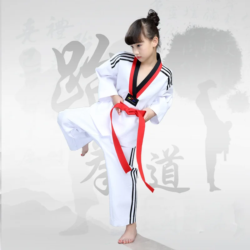 Новинка 2018 детская белая униформа для тхэквондо взрослых и детей дышащая одежда