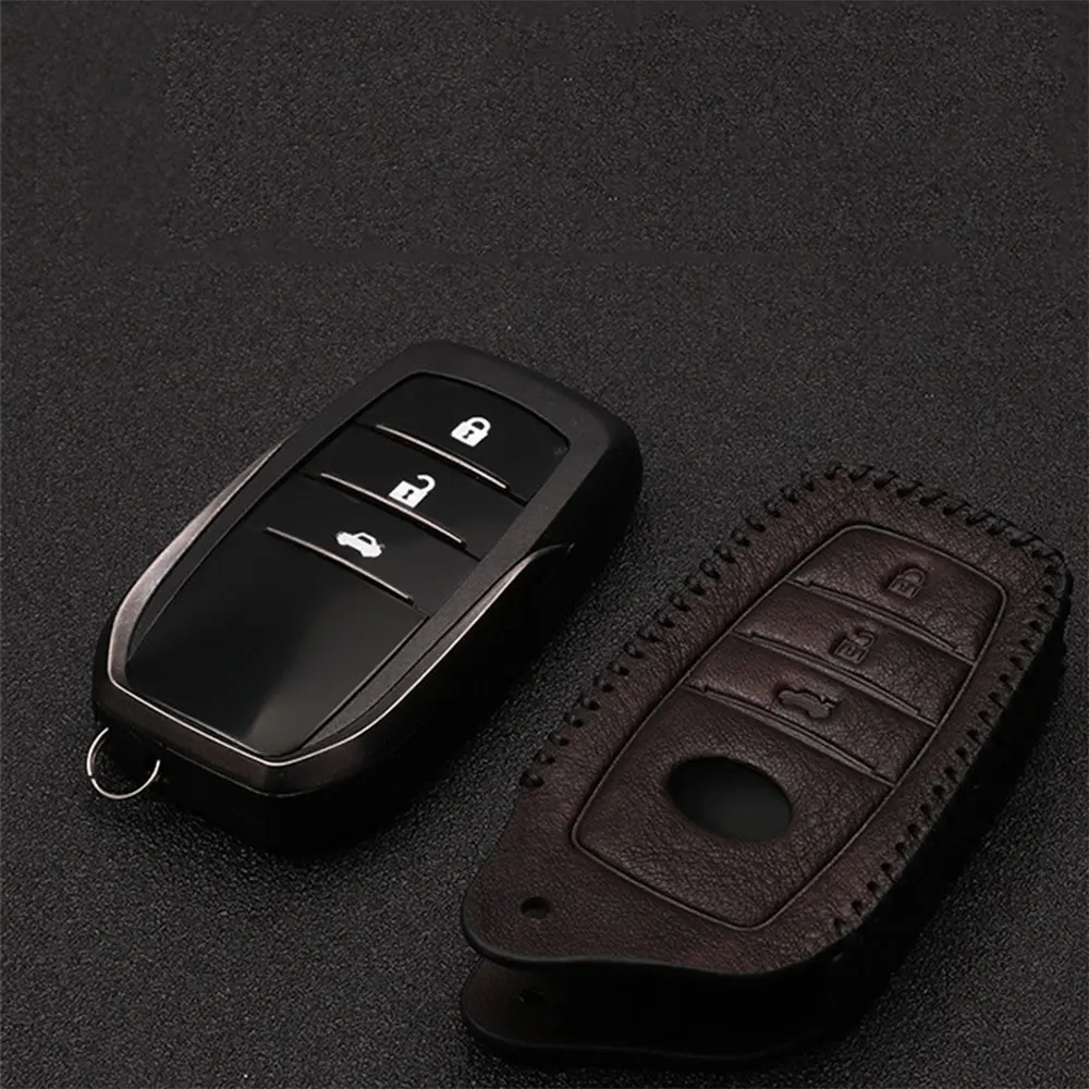 Кожаный чехол для ключей автомобиля для Toyota Chr Rav4 Auris Avensis Prius Aygo Camry Corolla Land Cruiser 200 Prado Crown Aqua брелок