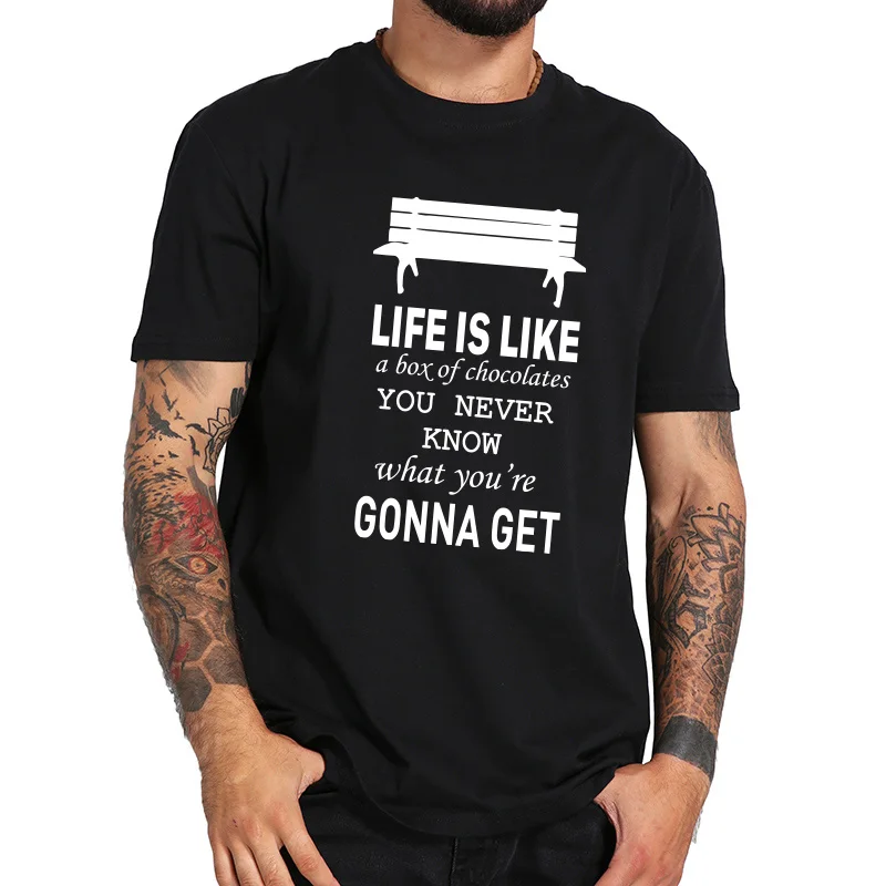 Футболка Life Is Like A Box Of Chocolates Мужская футболка Forrest Gump классические топы с линиями