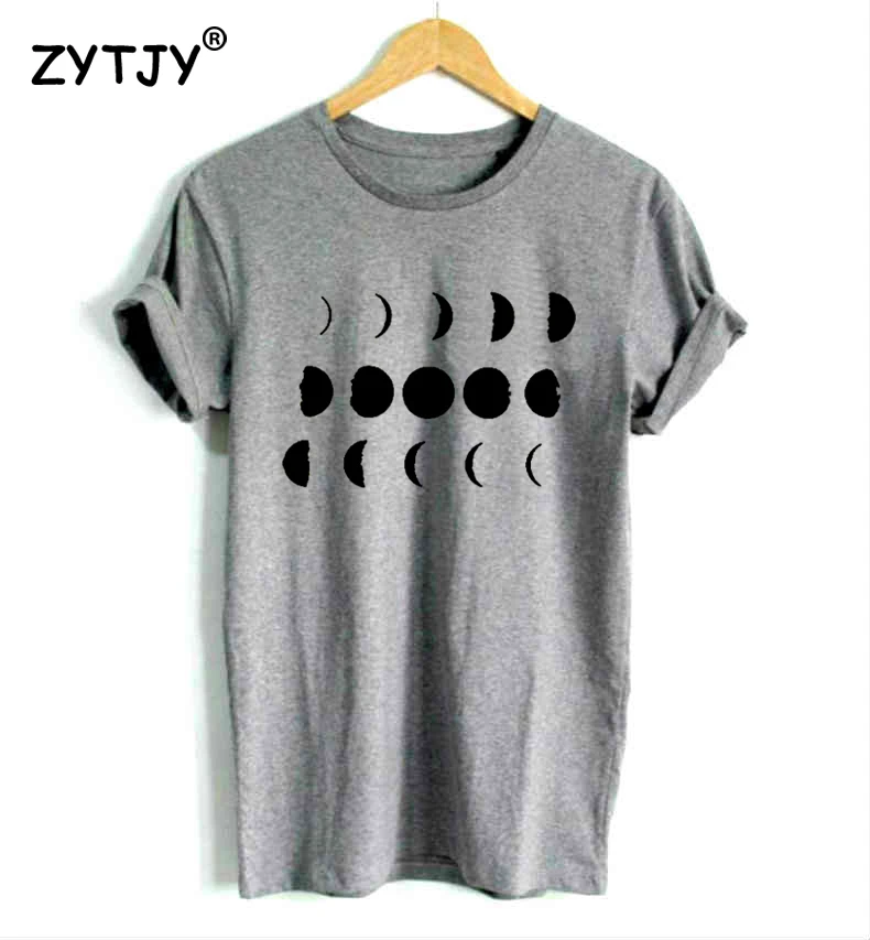 Женская футболка с принтом Луны и фаз повседневная хлопковая хипстерская