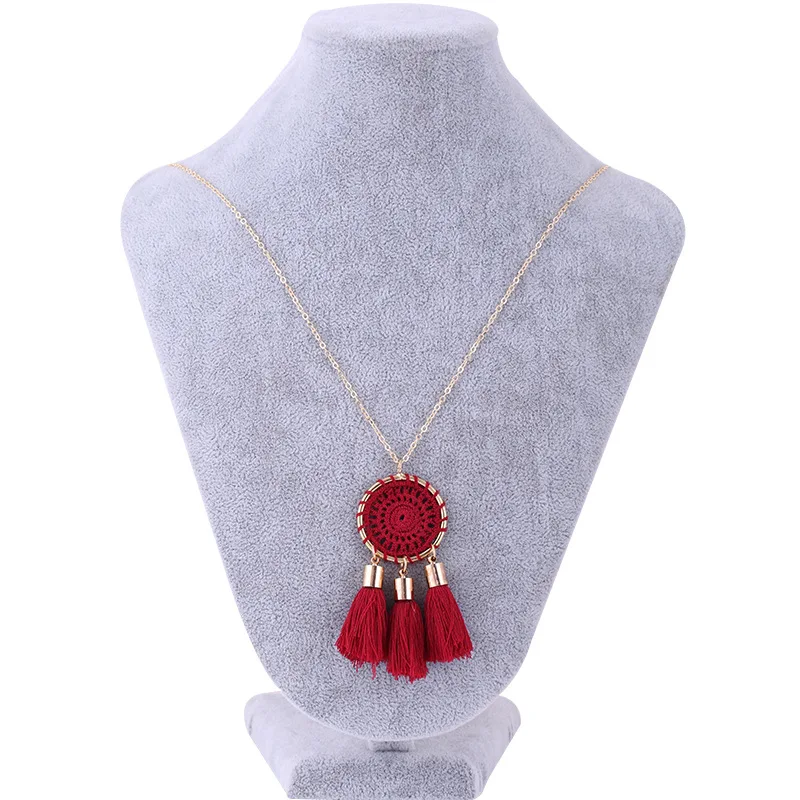 Wine red LZHLQ длинное кистовое ожерелье для женская одежда в винтажном стиле эффектное модное ожерелье Этнические милые ювелирные изделия - Окраска металла: Wine red
