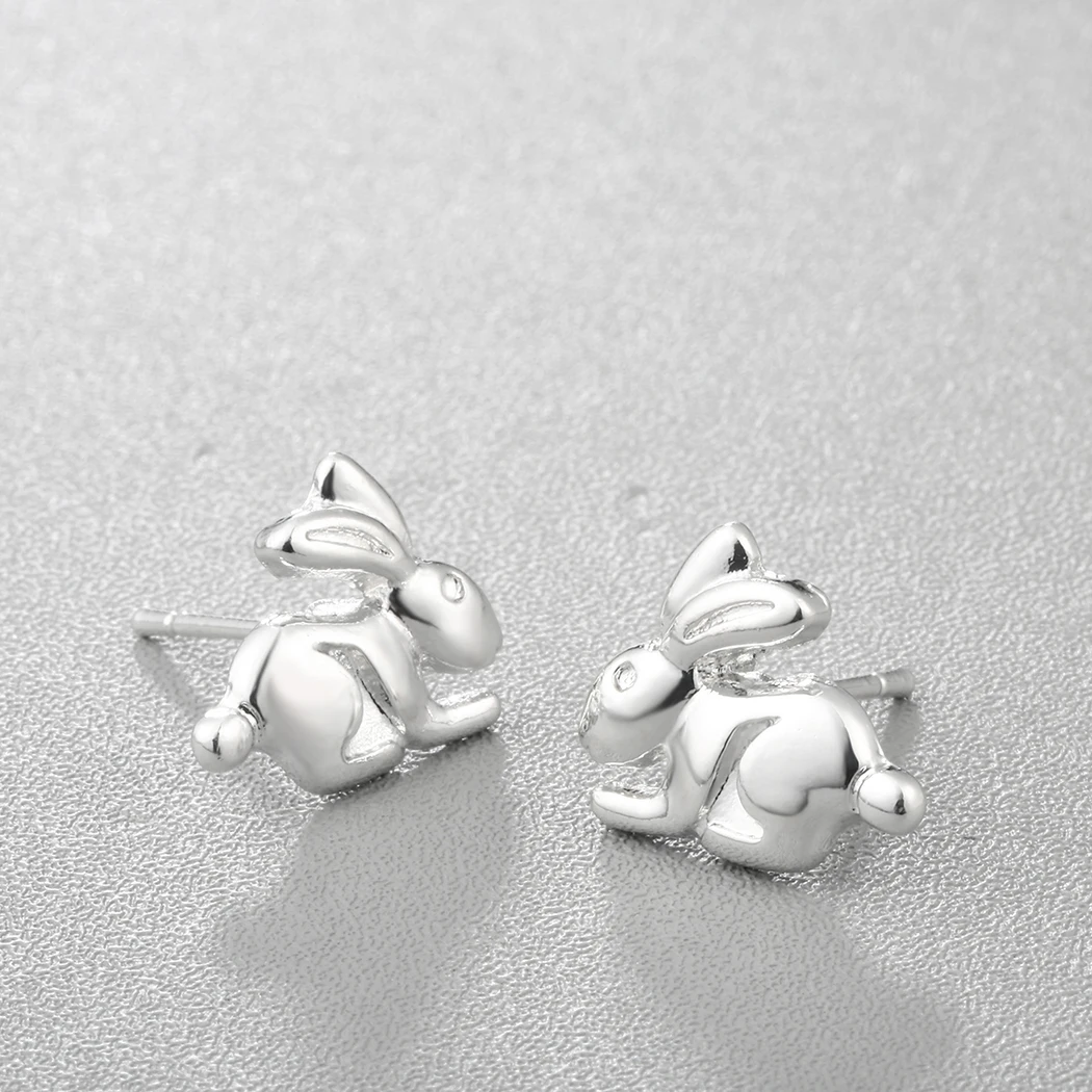 Женские серьги гвоздики с кроликом Kinitial милые животными из мультфильма золотого