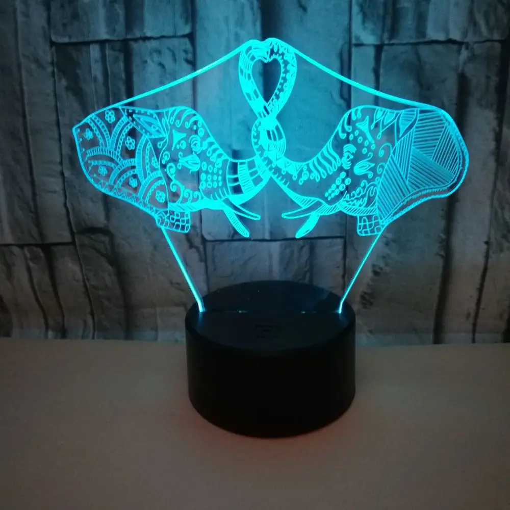 3d-ночсветильник в виде слона с питанием от Usb милая 3d-лампа сенсорным Led