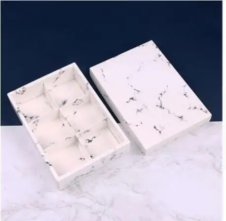 6 grains 10 шт 2/4/6 Полость Мрамор пакет крафт-бумаги коробка 80 г Mooncake коробка подарочная упаковка с крышкой для кекс булочки печенье - Цвет: 6 grains