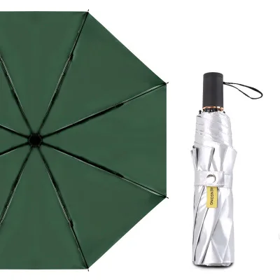 green Fashion Silver Reflective Umbrella Rain Women Anti UV Windproof Folding Umbrellas Travel Business Umbrella Man parasol Paraguas зонт прозрачный - Цвет: green