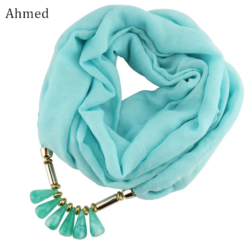 Ahmed Fashion Jewelry Resin Water Droplets Pendant Bali Yarn Scarf Necklace For Women New Statement Necklaces Collier Femme | Украшения и