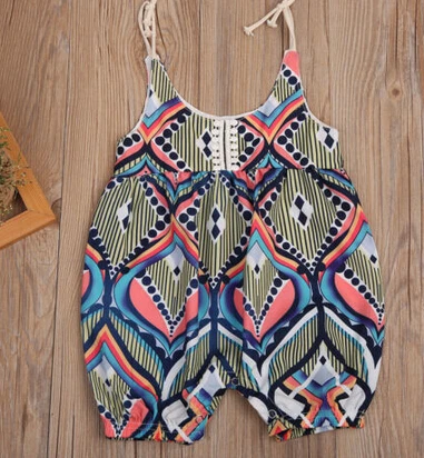 Цветочный богемный комбинезон для новорожденных девочек с геометрическим