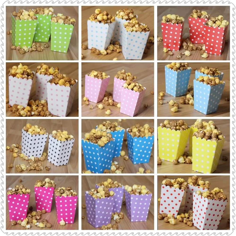 

6pcs/bag Colorful Mini Dot Popcorn Box Party Supplies Gift Box Party Favor Candy For Kid Baby Shower Wedding Party Decoration