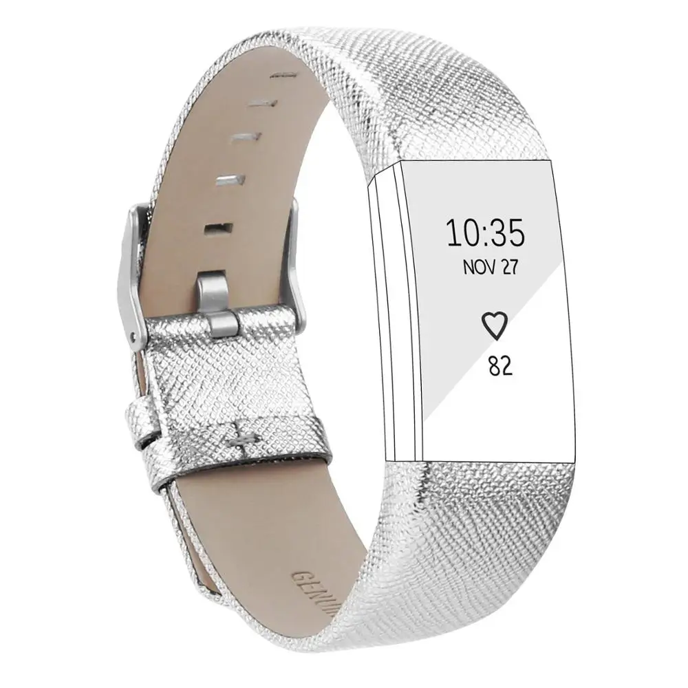 silver Ремешки для браслета FitBit Charge 2 кожа розовое золото серебро ремни для Charge 2 кожаный браслет с ремешком для часов маленький - Цвет ремешка: silver