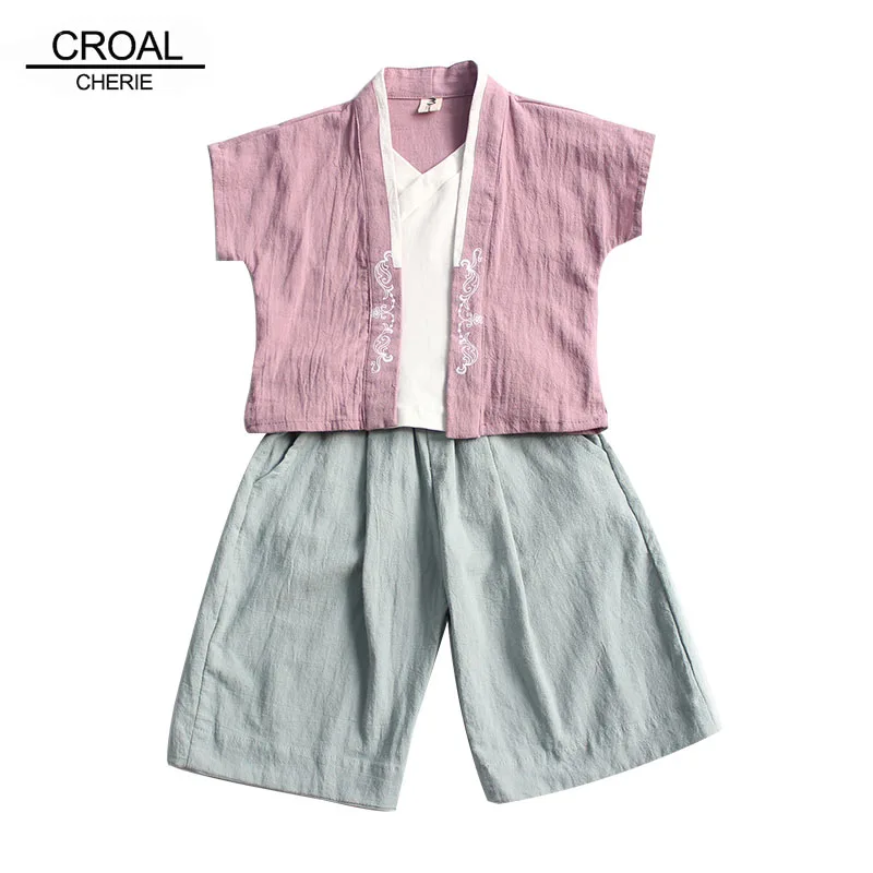 Комплекты одежды для девочек из хлопка и льна CROAL CHERIE комплект двух предметов: