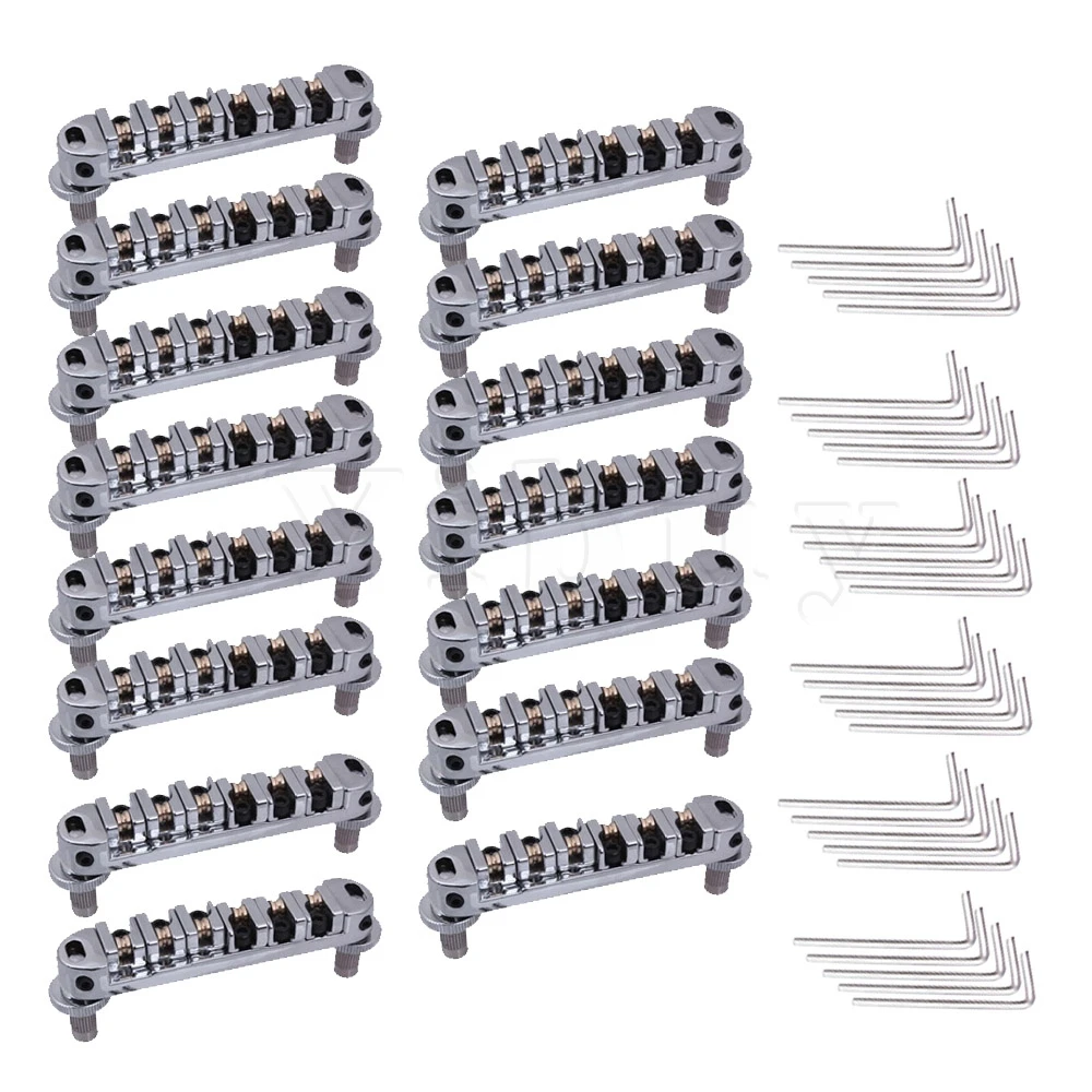 

Yibuy 15x Chrome Tune-O-Matic Roller Saddle Electric Guitar Bridge w/Posts & Spanner